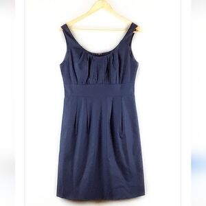 J.Crew Navy Blue Shirred Bust Pockets Cotton Poplin A-line Dress 0
